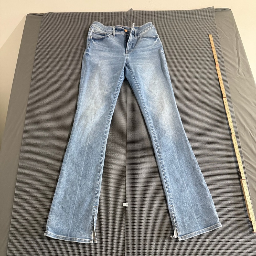 Express Skyscraper Mid Rise Flare Jeans Light Wash Blue Size 4R